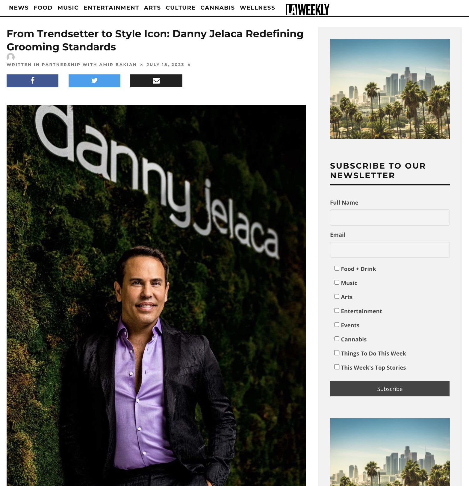 LA Weel;y Screenshot of the Article About Danny Jelaca